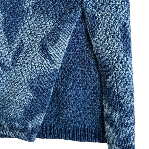 INC Y2K Style Boho Festival Floral Artsy Bell Sleeves Cold Shoulder Knit M Blue - Picture 7 of 8